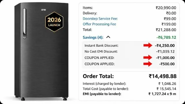 IFB 222L 4 Star Advanced Inverter Direct-Cool Single Door Refrigerator with 30 Hrs – 2 Codes Working