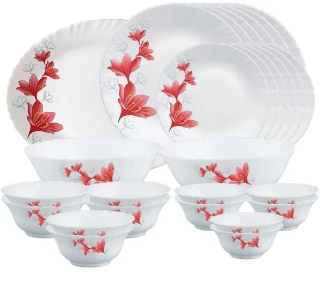 Larah by Borosil Opalware Dinner Set, 27 Pcs @1265