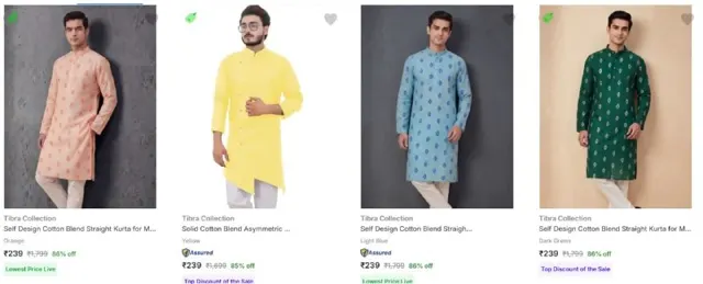 Upto 86% Off - Tibra Collection Men's Kurtas