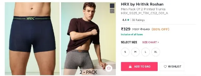 HRX by Hrithik Roshan Men Pack Of 2 Printed Trunks @329