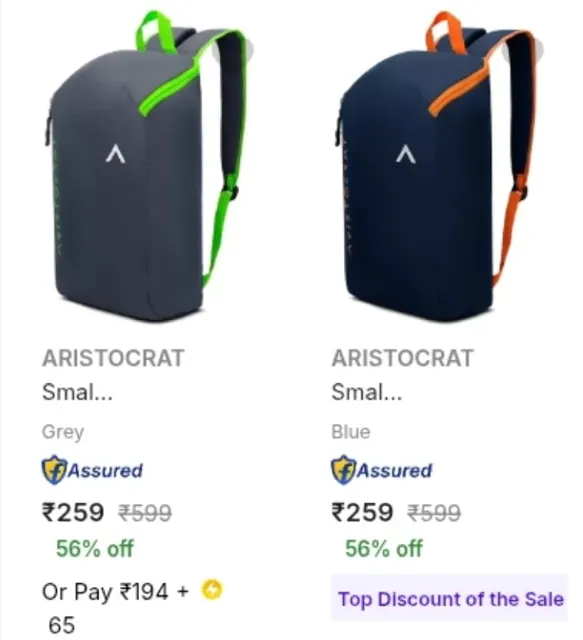 Upto 85% Off : Branded Backpack