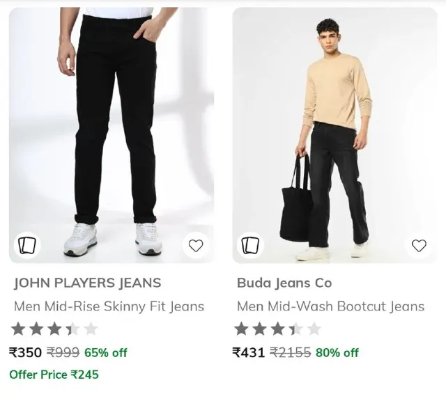 AJIO Loot : Jeans Starts ₹350