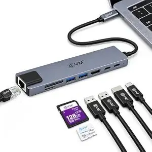 EVM 8-in-1 Type-C Docking Station - 4K HDMI, LAN, SD/TF Card Reader, USB 3.0/2.0-1 Year Warranty (EV
