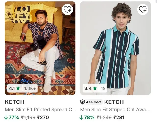 Flipkart : Upto 78% off on Ketch Casual Shirts From ₹270