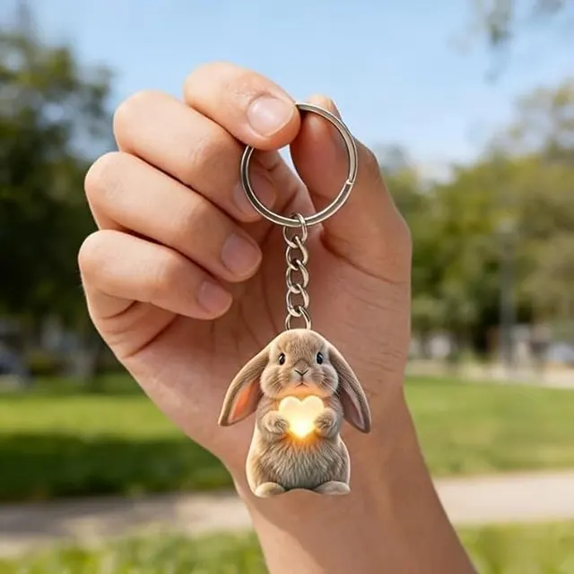 Keychain bunny charm keyring cute animal pendant flat pendant for keys