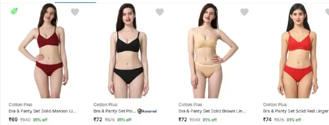 Upto 91% Off - Cotton Plus Lingerie Sets