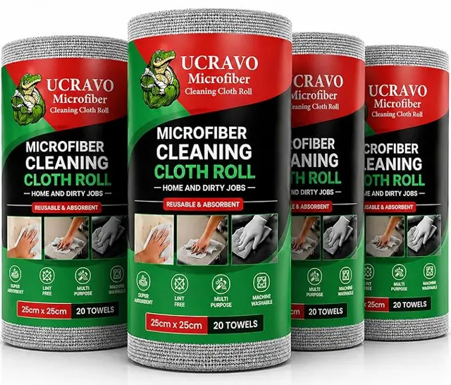 UCRAVO Reusable Kitchen Towel Roll - 8000 Times Washable | Soft & Highly Absorbent Eco Bamboo Wipes 